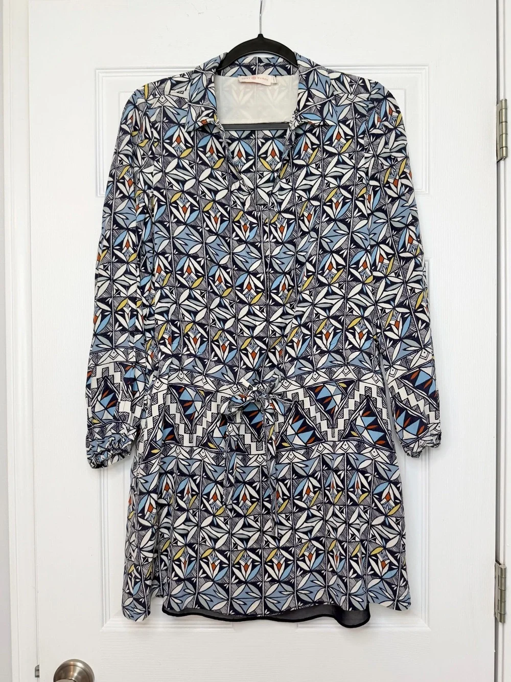 Tory Burch Size 2 • Blue Geometric Silk Dress.